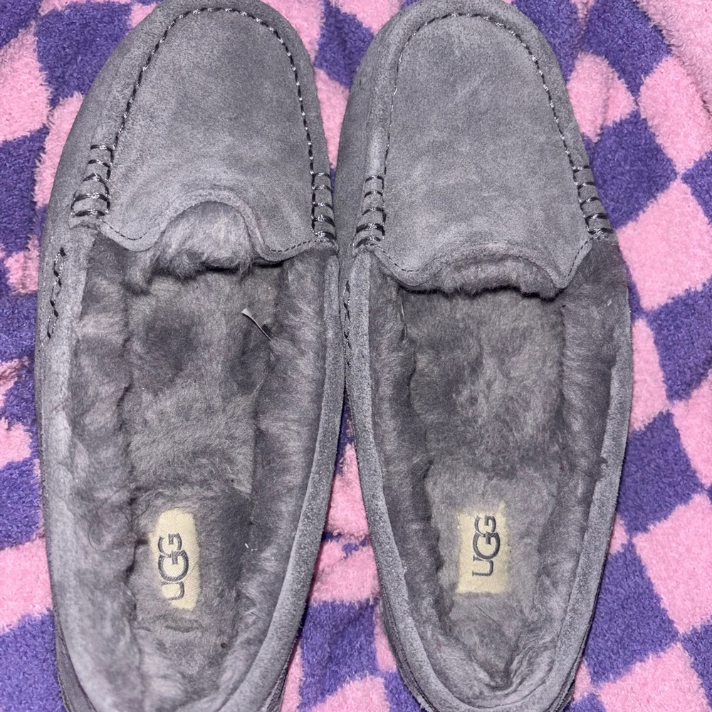 UGG Light Gray Suede Slippers